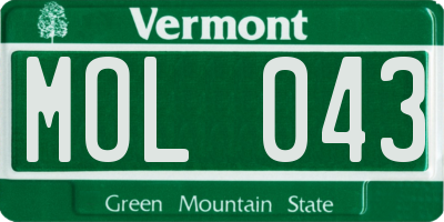 VT license plate MOL043