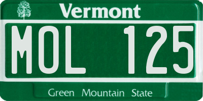 VT license plate MOL125