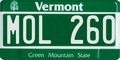 VT license plate MOL260