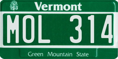 VT license plate MOL314
