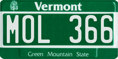 VT license plate MOL366