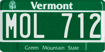VT license plate MOL712