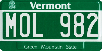 VT license plate MOL982