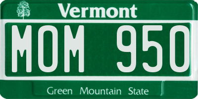 VT license plate MOM950