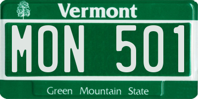 VT license plate MON501