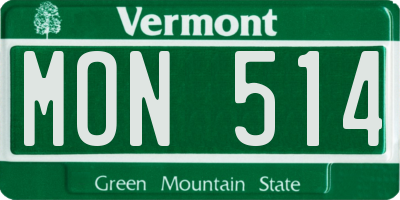 VT license plate MON514