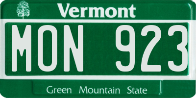 VT license plate MON923