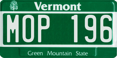 VT license plate MOP196