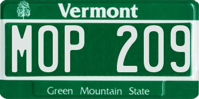 VT license plate MOP209
