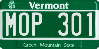 VT license plate MOP301