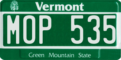 VT license plate MOP535