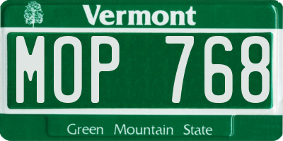 VT license plate MOP768