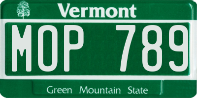 VT license plate MOP789