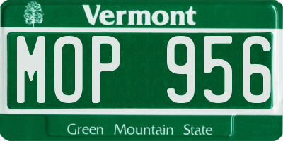 VT license plate MOP956