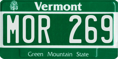 VT license plate MOR269