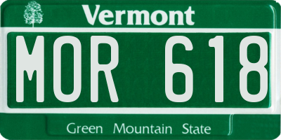 VT license plate MOR618