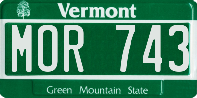 VT license plate MOR743