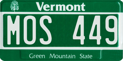 VT license plate MOS449