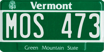 VT license plate MOS473