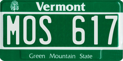 VT license plate MOS617