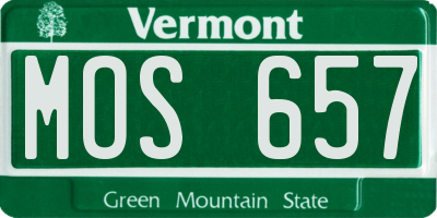 VT license plate MOS657