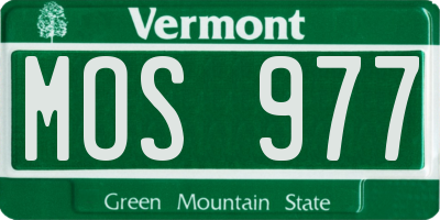 VT license plate MOS977