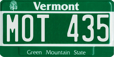 VT license plate MOT435