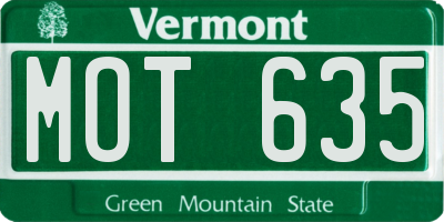 VT license plate MOT635