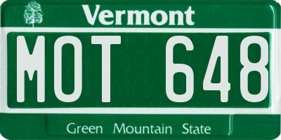 VT license plate MOT648