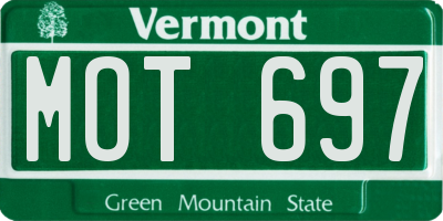 VT license plate MOT697