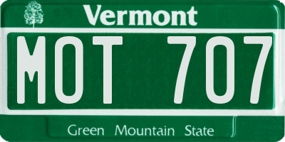 VT license plate MOT707