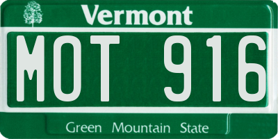 VT license plate MOT916
