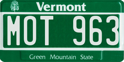VT license plate MOT963
