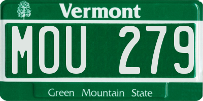 VT license plate MOU279