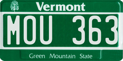 VT license plate MOU363