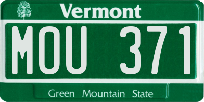 VT license plate MOU371