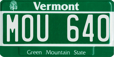 VT license plate MOU640