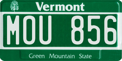 VT license plate MOU856