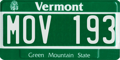 VT license plate MOV193