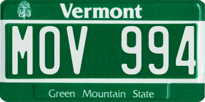 VT license plate MOV994