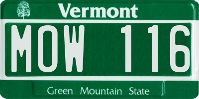 VT license plate MOW116