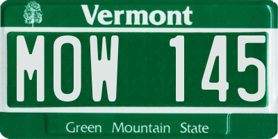 VT license plate MOW145