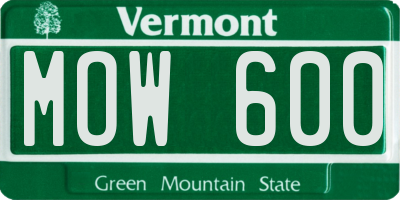 VT license plate MOW600