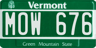 VT license plate MOW676