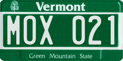 VT license plate MOX021