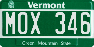 VT license plate MOX346