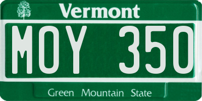 VT license plate MOY350