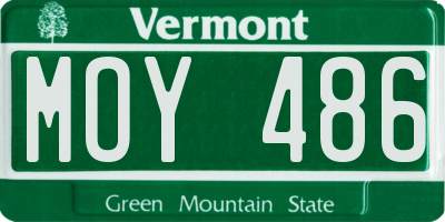 VT license plate MOY486