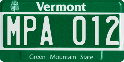 VT license plate MPA012