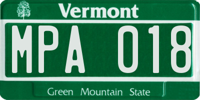 VT license plate MPA018